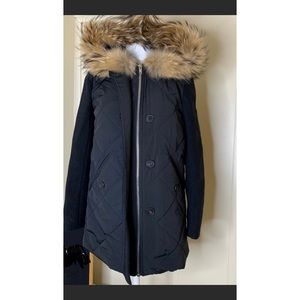 SANDRO Paris REAL fur Hood Zip Up black Parka